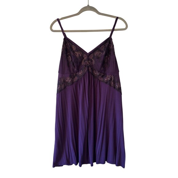 Soma Purple Blackberry Chemise Lingerie With Lace Detail Size L - Picture 2 of 10